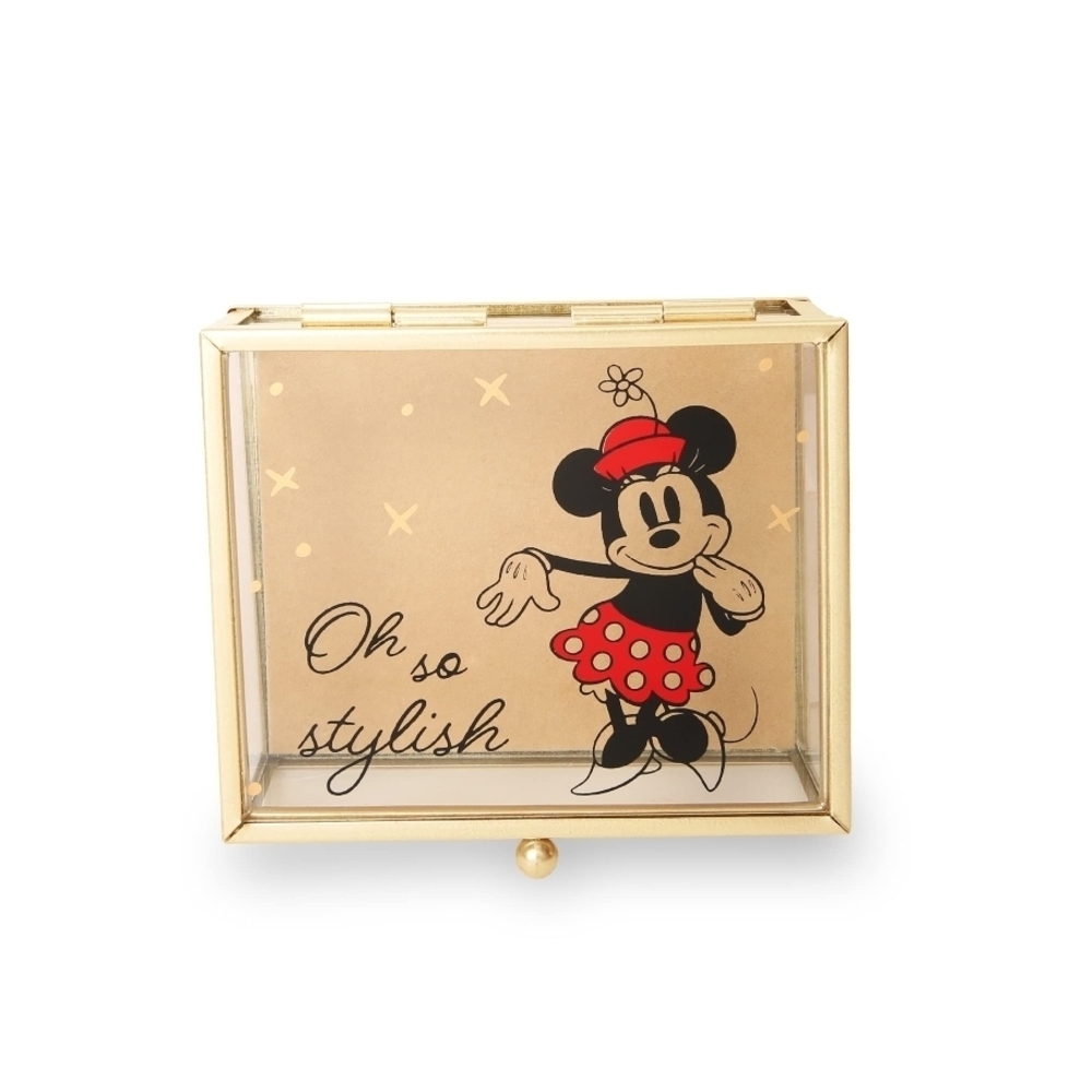 Disney Minnie Mouse Jewelry Box - "Oh So Stylish" Glass Minnie Jewelry Box